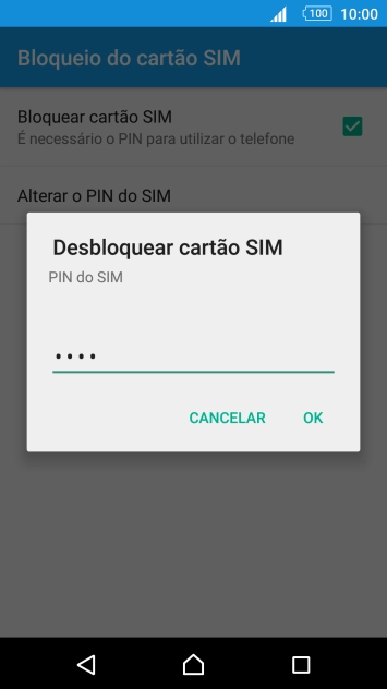 Introduza o seu código PIN e prima OK.