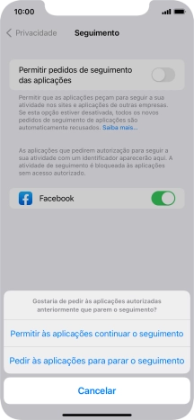 Se desativar a função, prima a definição pretendida.