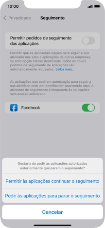 Se desativar a função, prima a definição pretendida.