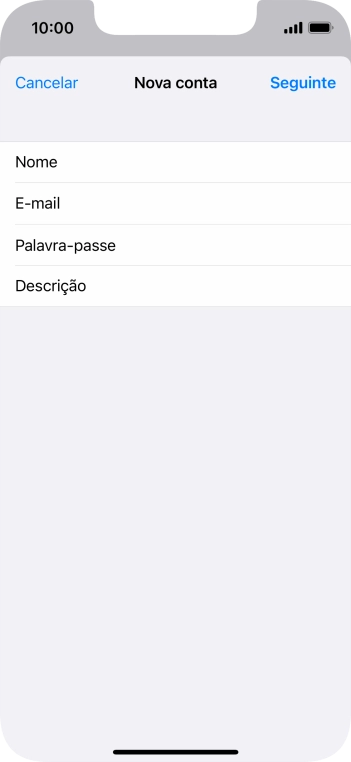 Prima Descrição e introduza o nome pretendido da conta de e-mail.