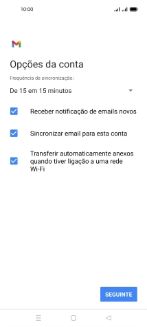 Se o ecrã mostrar esta imagem, a sua conta foi identificada e configurada automaticamente. Siga as indicações no ecrã para introduzir informações adicionais e concluir a configuração.