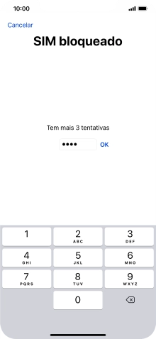Se o cartão SIM estiver bloqueado, deve introduzir o código PIN e premir OK.