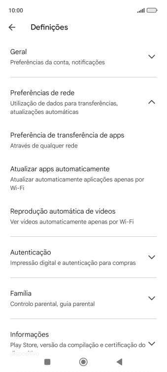 Prima Atualizar apps automaticamente.