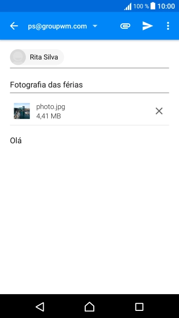 Prima o ícone para enviar quando terminar de escrever o seu e-mail.