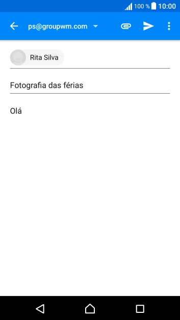 Prima o ícone de anexo e vá até à pasta pretendida.