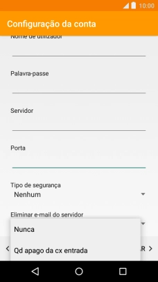 Prima Nunca para manter os e-mails no servidor quando estes são apagados no telefone.