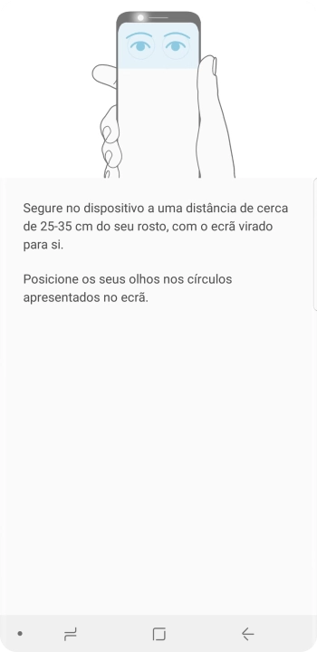 Siga as indicações no ecrã para definir o leitor de íris como código de bloqueio.