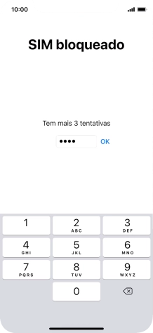 Se o cartão SIM estiver bloqueado, deve introduzir o código PIN e premir OK.