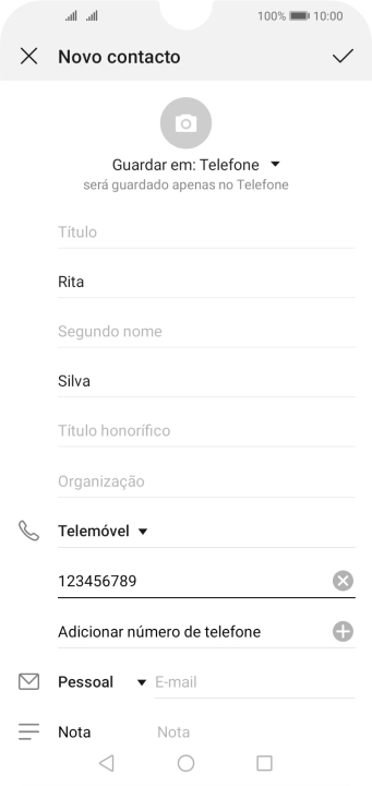 Prima o ícone para guardar.