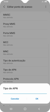 Introduza default e prima OK.
