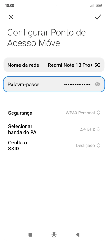 Prima Palavra-passe e introduza a password pretendida.