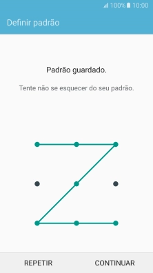 Deslize o dedo no ecrã ligando pelo menos quatro pontos e prima CONTINUAR.