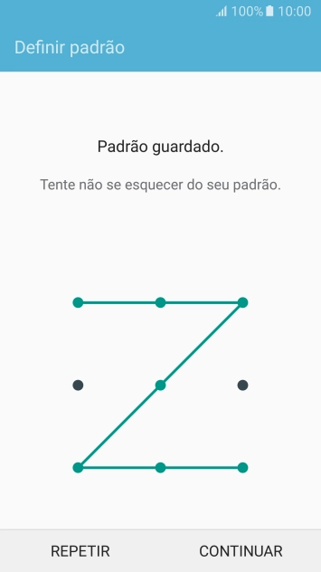 Deslize o dedo no ecrã ligando pelo menos quatro pontos e prima CONTINUAR.