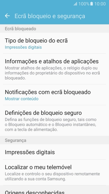 Prima Tipo de bloqueio do ecrã e introduza o código de bloqueio do telefone atual.