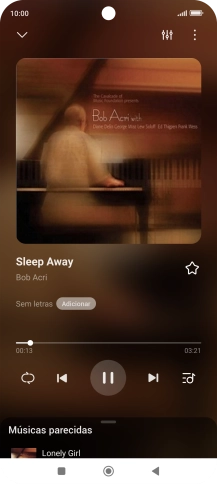 Prima a seta para a direita para ir para o ficheiro de música seguinte.