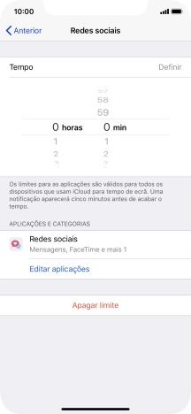 Defina o limite de tempo pretendido para uso da categoria selecionada.