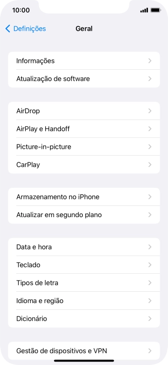 Prima Atualização de software. Se existir uma nova versão de software disponível, será agora indicado no ecrã. Siga as indicações no ecrã para atualizar o software do telefone.