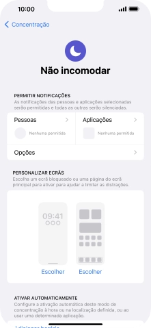 Prima Pessoas e siga as indicações no ecrã para escolher quais os contactos de que pretende receber chamadas e notificações, enquanto a função “Não incomodar” está ativada.