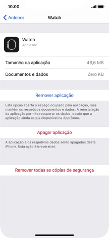 Prima Remover aplicação.