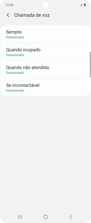 Prima o tipo de desvio pretendido.