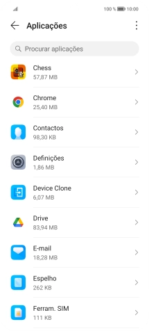 Prima a app pretendida.