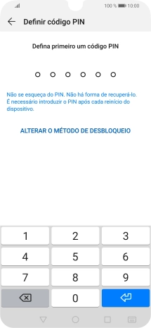 Prima ALTERAR O MÉTODO DE DESBLOQUEIO.