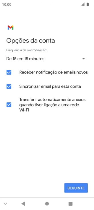 Se o ecrã mostrar esta imagem, a sua conta foi identificada e configurada automaticamente. Siga as indicações no ecrã para introduzir informações adicionais e concluir a configuração.