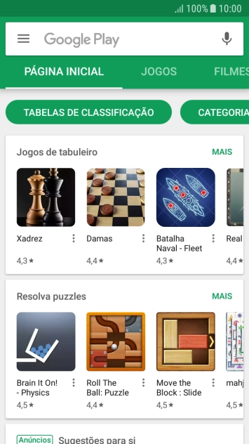 Deslize o dedo sobre o ecrã da esquerda para a direita.
