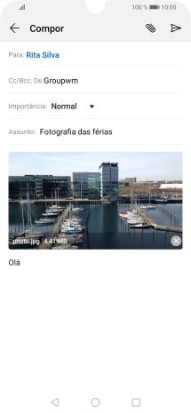Prima o ícone para enviar quando terminar de escrever o seu e-mail.