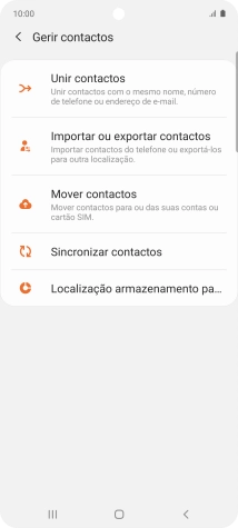 Prima Importar ou exportar contactos.