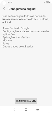 Prima REINICIAR TELEFONE.
