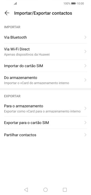 Prima Importar do cartão SIM.