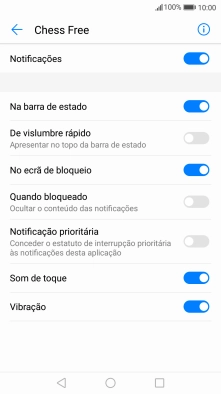 Prima Notificações para ativar ou desativar a função.