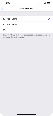Se pretender usar 4G para chamadas de voz e dados móveis, prima 4G, VoLTE sim.