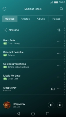 Prima o título da música na parte inferior do ecrã.