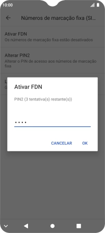 Introduza o código PIN2 e prima OK.