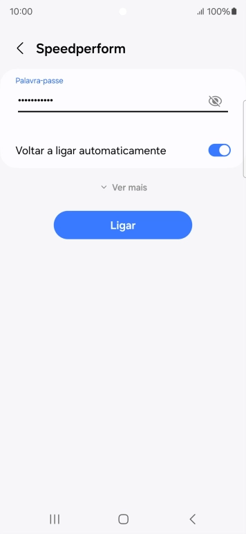 Introduza a password da rede Wi-Fi e prima Ligar.