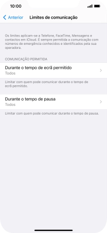 Prima Durante o tempo de ecrã permitido.