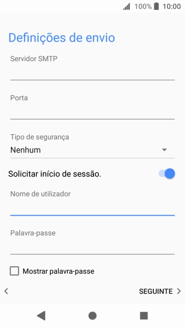 Prima Palavra-passe e introduza a password da sua conta de e-mail na Vodafone.
