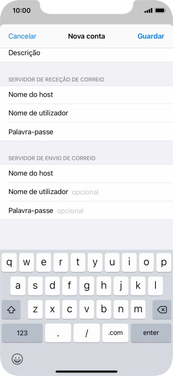 Prima Nome de utilizador e introduza o nome de utilizador da sua conta de e-mail.