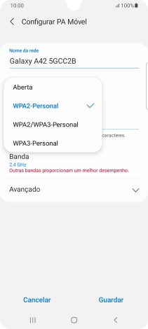 Prima WPA3-Personal para proteger o hotspot Wi-Fi com uma password.