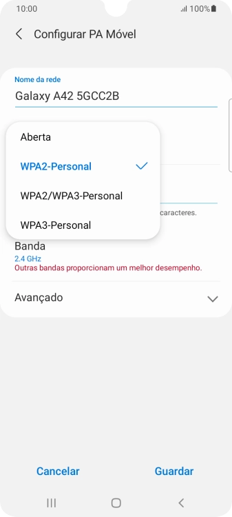 Prima WPA3-Personal para proteger o hotspot Wi-Fi com uma password.