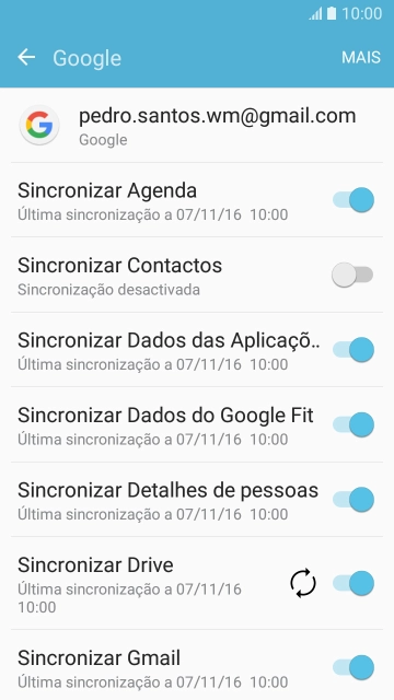 Prima Sincronizar Contactos para ativar a função.