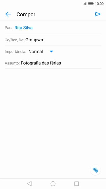 Prima o campo de escrita e escreva o texto do e-mail.