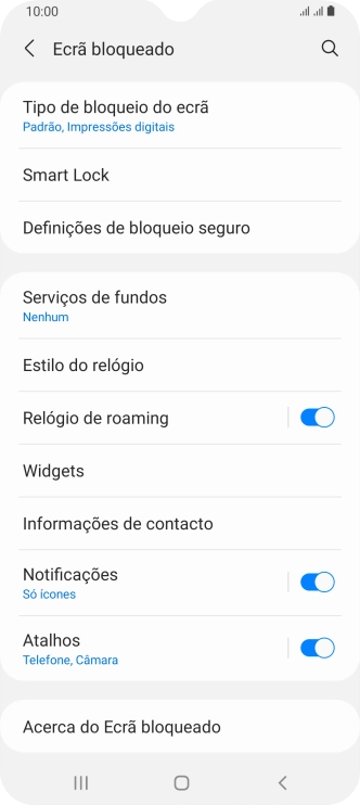 Prima Tipo de bloqueio do ecrã e introduza o código adicional de bloqueio do telefone que criou anteriormente.