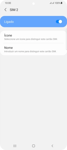 Prima o indicador para ativar ou desativar a utilização do cartão SIM.
