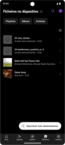 Prima o ficheiro de música pretendido.
