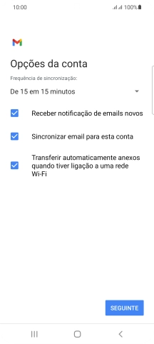 Se o ecrã mostrar esta imagem, a sua conta foi identificada e configurada automaticamente. Siga as indicações no ecrã para introduzir informações adicionais e concluir a configuração.