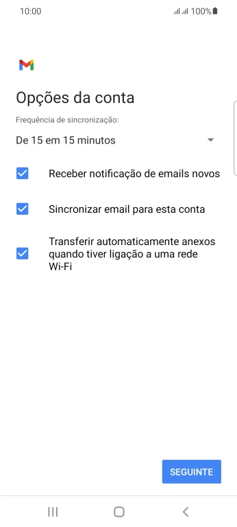 Se o ecrã mostrar esta imagem, a sua conta foi identificada e configurada automaticamente. Siga as indicações no ecrã para introduzir informações adicionais e concluir a configuração.