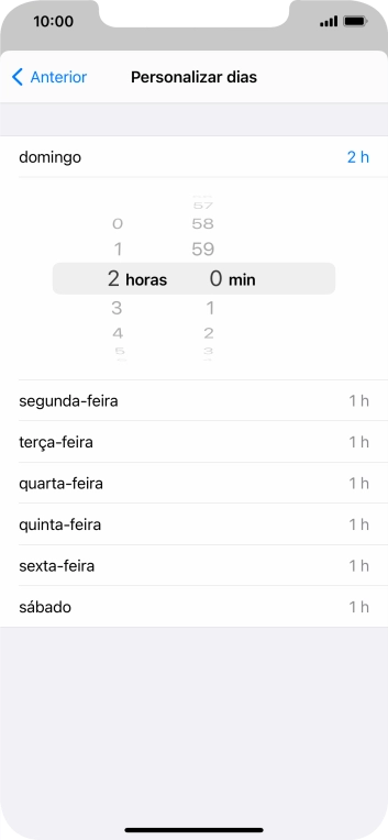 Escolha o limite de tempo pretendido.